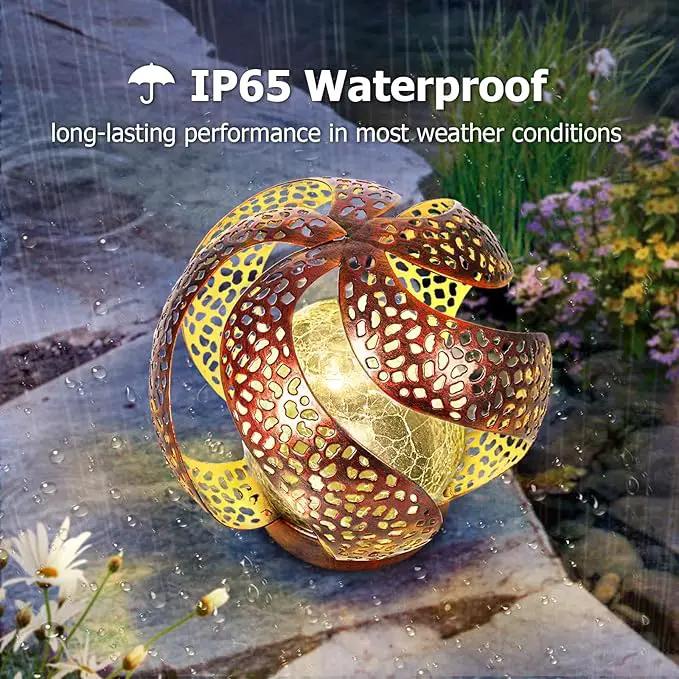Solar Lights Outdoor - Ramadan Solar Lights for Outside Garden Decor, Hollow Solar Lights with Glass Globe, Solar Lantern Gardening Gifts for Women, Mom, Pathway, Balcony, Tabletop Decoration by GreenHaven Gardens