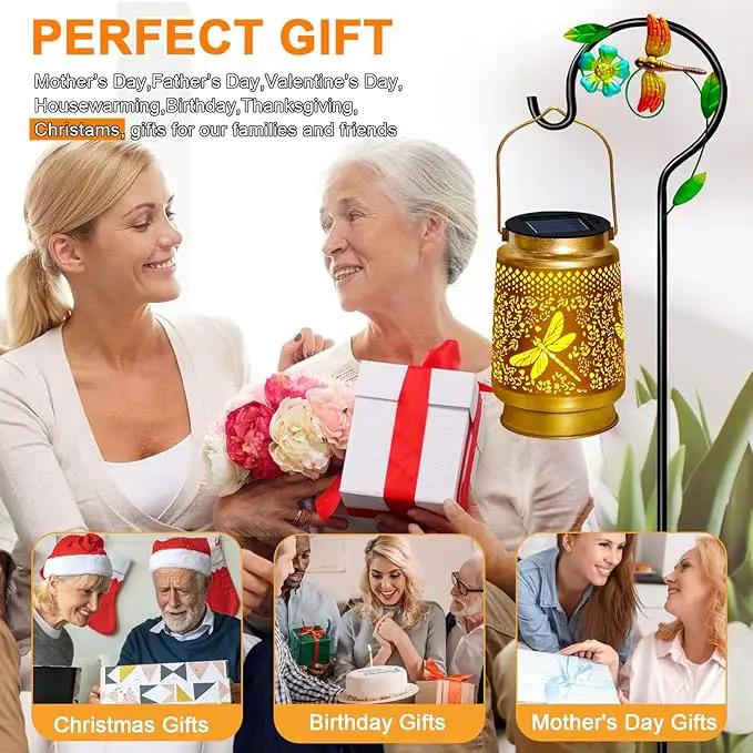 2 Pack Solar Lanterns Outdoor Waterproof,Dragonfly Solar Lights Garden Decor Gifts for Mom Women Grandma Decoration Outside for Yard, Patio,Backyard,Porch by GreenHaven Gardens