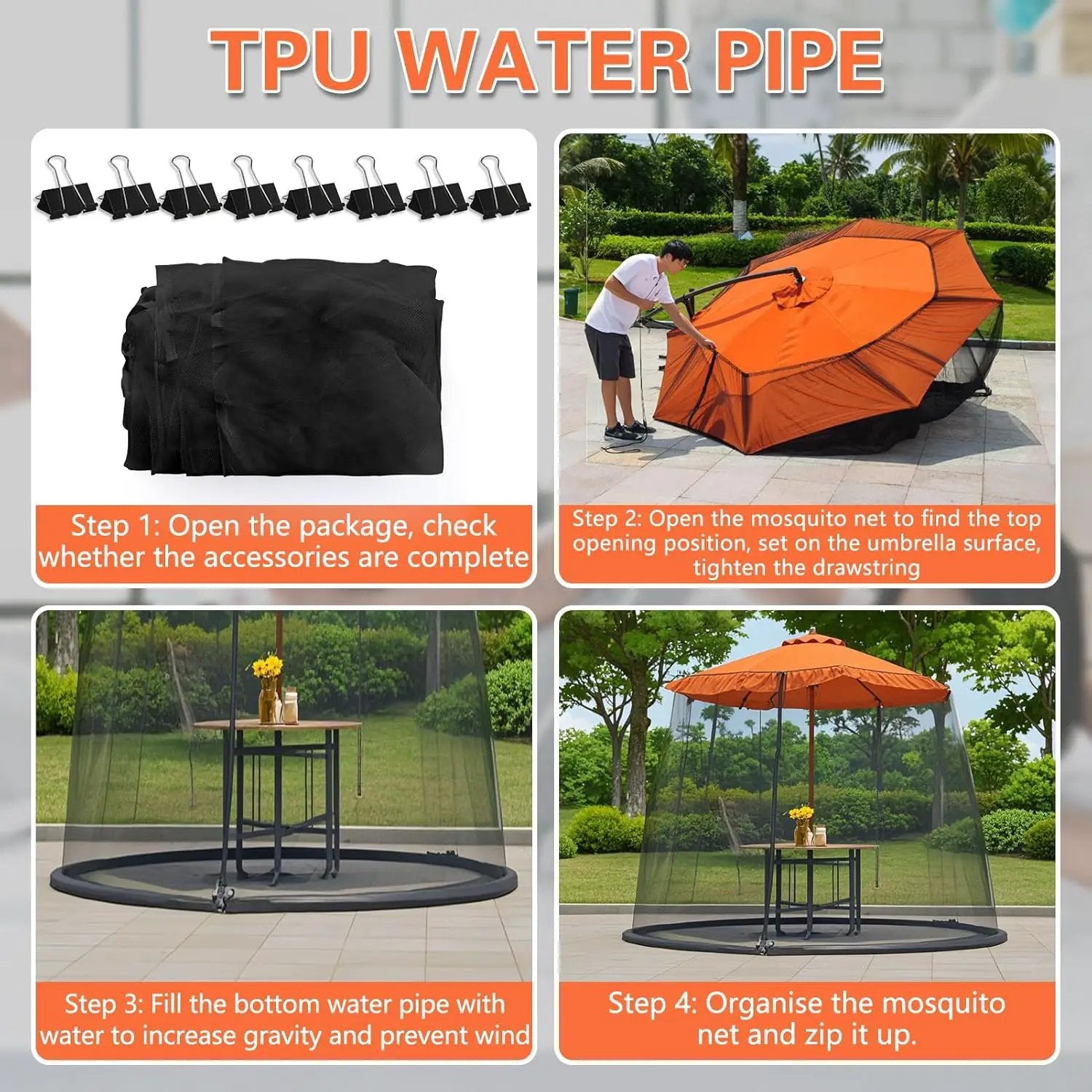 7.5-13FT Mosquito Netting for Patio - Mosquito Net for Patio Garden and Outdoor Umbrellas with Zipper and Adjustable, Umbrella Netting for Outdoor Umbrellas by GreenHaven Gardens