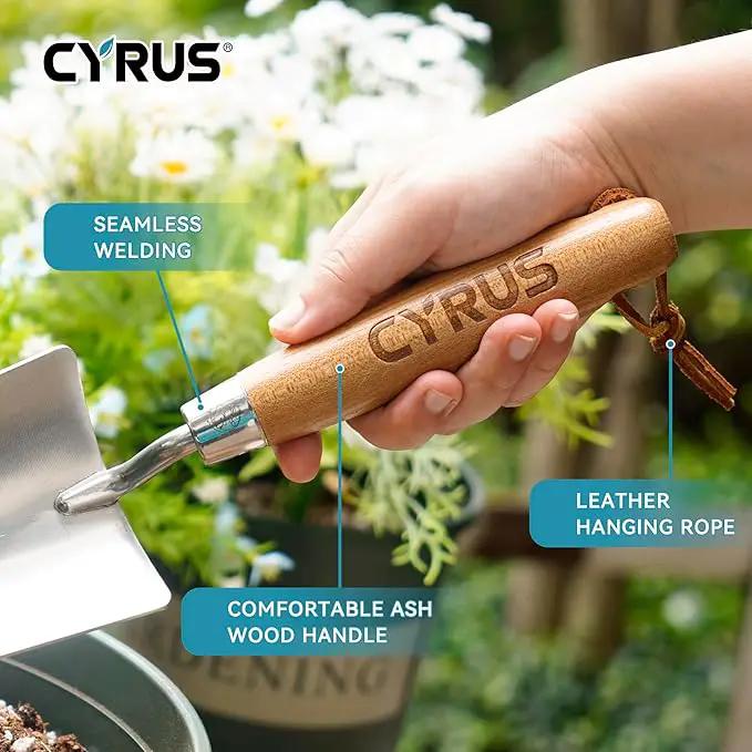CYRUS 12.6”Garden Trowel,Heavy Duty Large Size Stainless Steel Garden Shovel with Ash Wood Handle,Suitable for Planting,Measuring,Weeding Multi-Functional Garden Spade by GreenHaven Gardens