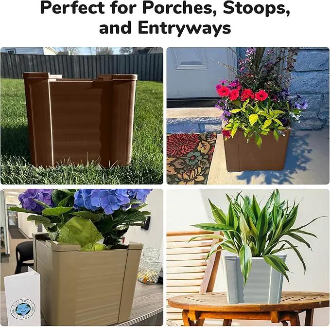 Raised Garden Bed - 1x1 ft Planter Box - Brown HDPE - No Tools Needed - DIY Kit for Urban Gardening, Flowers, Herbs & Vegetables - Made in The USA - 2 Pack by GreenHaven Gardens