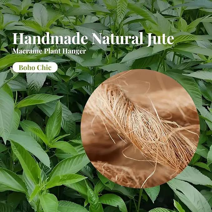 Jute Macrame Plant Hanger Indoor Set of 2 Hanging Planter Basket Flower Pot Holder with Decorative Wood Beads & No Tassels for Indoor Outdoor Boho Home Decor, 35 Inch Brown (Pots Not Included) by GreenHaven Gardens