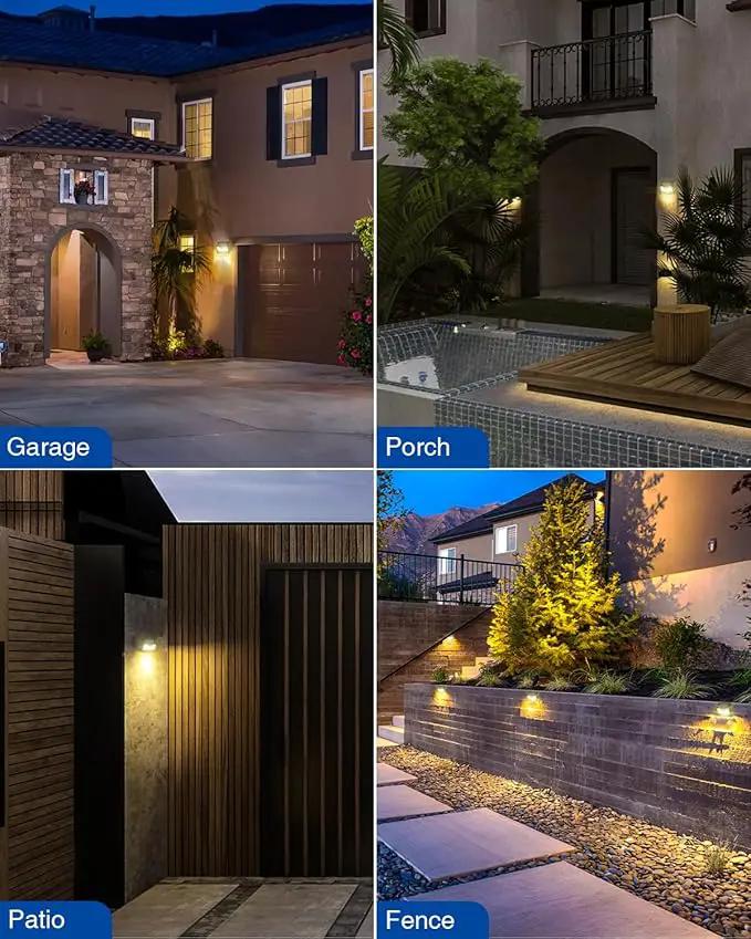 Peasur LED Solar Lights Outdoor Motion Sensor, 2 Packs Waterproof Solar Power Fence Security Lighting, 3 Mode Yard Deck Lamp for Wall Stairs Home Outside Warm White by GreenHaven Gardens