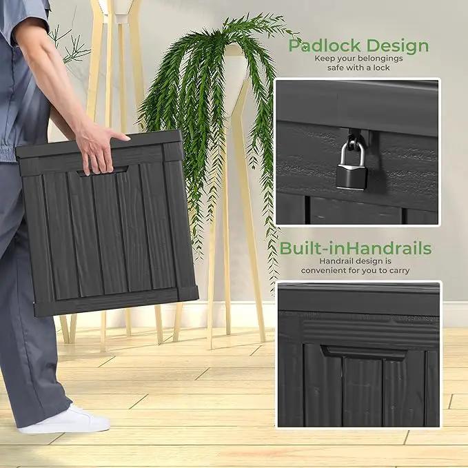 50 Gallon Resin Deck Box, Lockable Outdoor Storage Box for Patio Cushions Storage Furniture,Garden Tools, Pool Supplies, Weatherproof and UV Resistant（Black） by GreenHaven Gardens