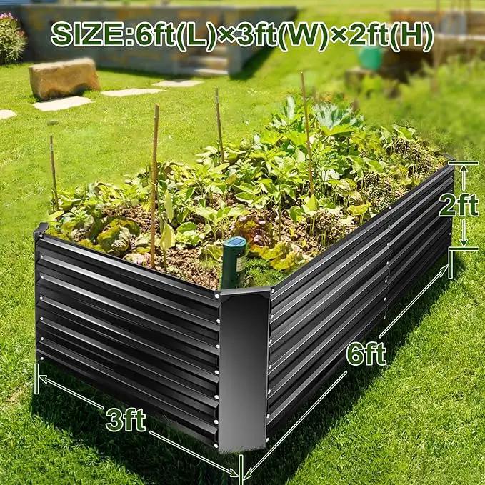EDOSTORY Metal Raised Bed Garden Bed Kit, 6x3x2ft Tall Galvanized Planter Raised Garden Boxes Outdoor, Large Metal Raised Garden Beds for Flowers, Vegetables, Herbs by GreenHaven Gardens