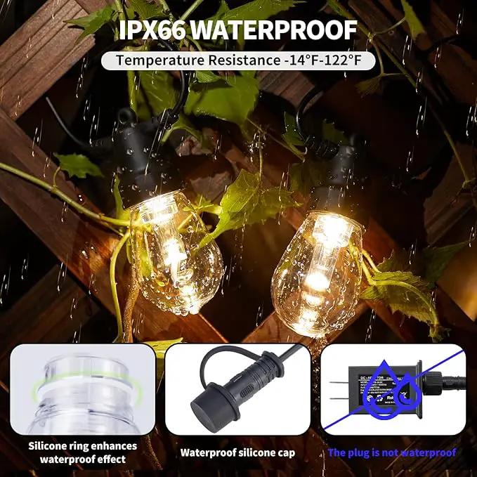 LED Outdoor String Lights 27FT,Patio lLights with 10 Dimmable Bulbs,IP66 Waterproof Shatterproof, with Remote Control,2700k Outside Hanging Lights for Backyard Porch Garden Decoration by GreenHaven Gardens