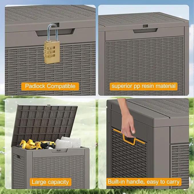 NUNU LAB 31 Gallon Outdoor Storage Box Waterproof,Indoor Outside Deck Boxes,Backyard Storage Bin For Package Delivery,Garden Tools,Patio Cushions,Pool Accessories,Storage Bench Lockable Lid by GreenHaven Gardens
