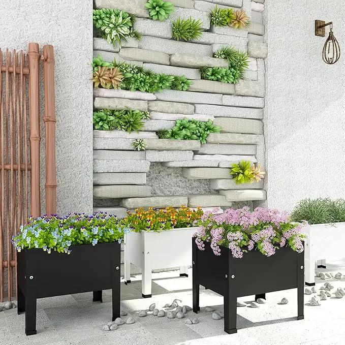 aboxoo 14 inch Black Planter Raised Beds with Legs Outdoor Small Metal Planter Box Elevated Garden Bed for Vegetables Flower Herb Patio by GreenHaven Gardens