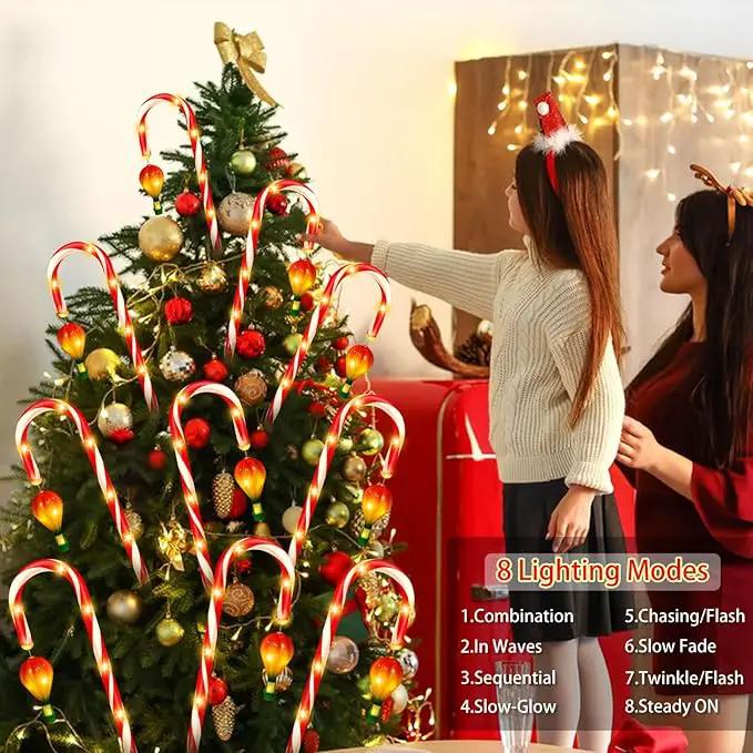 6 Pack Outdoor Christmas Decorations, 21" Solar Candy Cane Christmas Lights with Lantern and 90 Bright LED, Waterproof 8 Modes Outside Xmas Decorations for Outdoor Yard Garden Pathway by GreenHaven Gardens