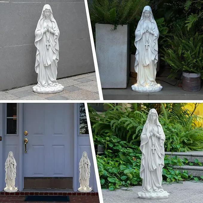 Virgin Mary Statue 31.49 Inch Religious Garden Statue Solar Mary Statue Outdoor Yard Patio Deck Home Entryway Hallway Sculpture by GreenHaven Gardens