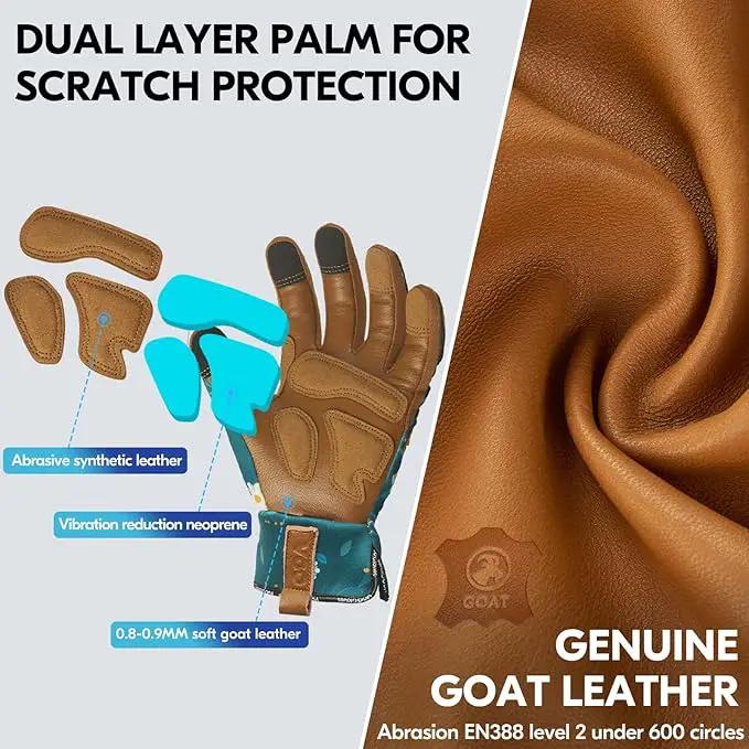 Vgo... 1Pair Gardening Gloves for Women, Goatskin leather Thorn Proof Working Gloves for Weeding, Digging, Raking, Pruning and Planting,Touchscreen (M,Dark Green,GA7471) by GreenHaven Gardens