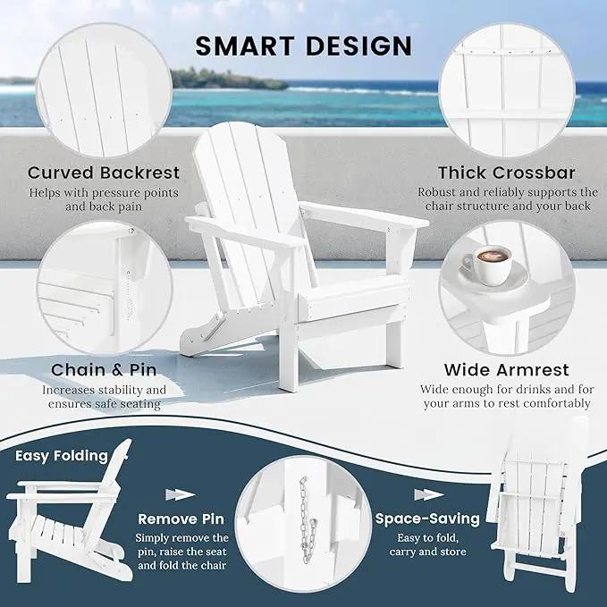 Westin Outdoors Laguna WO Home Outdoor Adirondack Folding Chair Lounger Seat Traditional Retro Home Furniture for Beach, Balcony, Backyard, Lawn, Patio, Pool, Deck, Garden (White) by GreenHaven Gardens