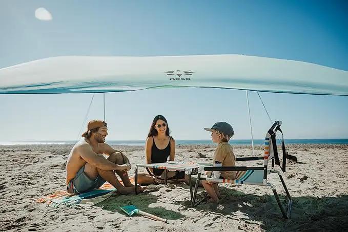 Neso Portable Beach Table with Cup Holders, Cell Phone Pockets, Lightweight for Picnics and Parks (Rainbow) by GreenHaven Gardens