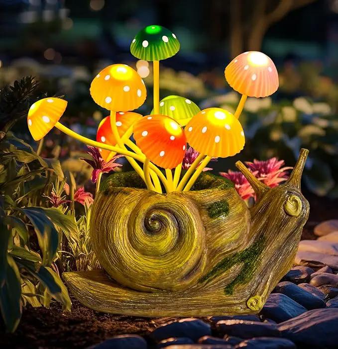 Solar Lights Outdoor Garden Statue,Cute Snails Figurines with Mushroom LED Solar Lights Fairy Garden Accessories,Birthday Gifts for Women Mom Gardening for Patio,Yard Art,Lawn Ornament,Porch,Backyard by GreenHaven Gardens