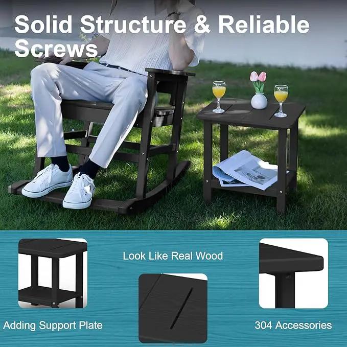 Outdoor Side Table - 2-Tier Storage All Weather Outdoor End Table for Patio - HDPE Morden Easy Maintenance Adirondack Side Table for Pool Porch Balcony Garden Lawn Backyard Outside Indoor by GreenHaven Gardens