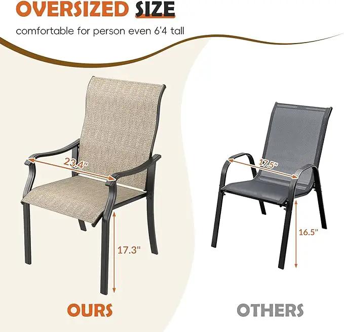 UDPATIO Patio Dining Chairs Set of 6, High Back Wide Seat Outdoor Furniture Chairs with All Weather Breathable Textilene, for Garden Lawn, Brown by GreenHaven Gardens