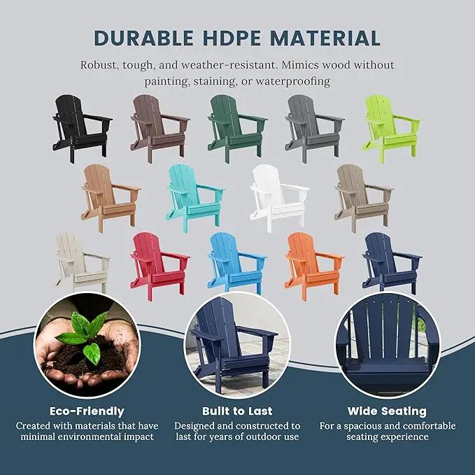 Westin Outdoors Laguna WO Home Furniture Adirondack Chair 4 PC Set Classic Outdoor Patio Folding Chair for Bon Fire Pit Lawn Backyard Beach Plastic Weather-Resistant (Navy Blue) by GreenHaven Gardens