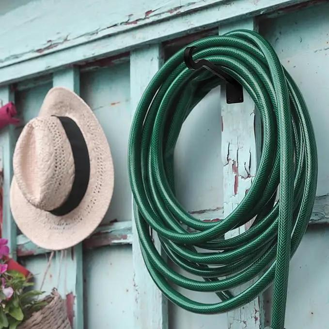 Qiang Ni Bird Feeder Hanger: 8-Inch Wall-Mounted Plant Bracket Outdoor - 2 Pieces Black Plant Hooks for Hanging Flower Baskets by GreenHaven Gardens