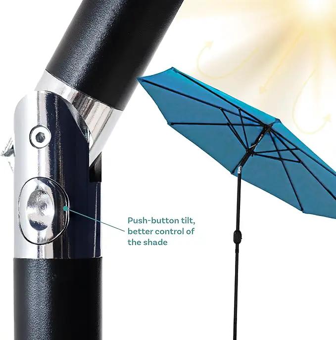 Sunnydaze Outdoor Patio Umbrella - Polyester Table Market Umbrella with Push-Button Tilt and Crank - 8 Sturdy Ribs - Turquoise - 9ft by GreenHaven Gardens