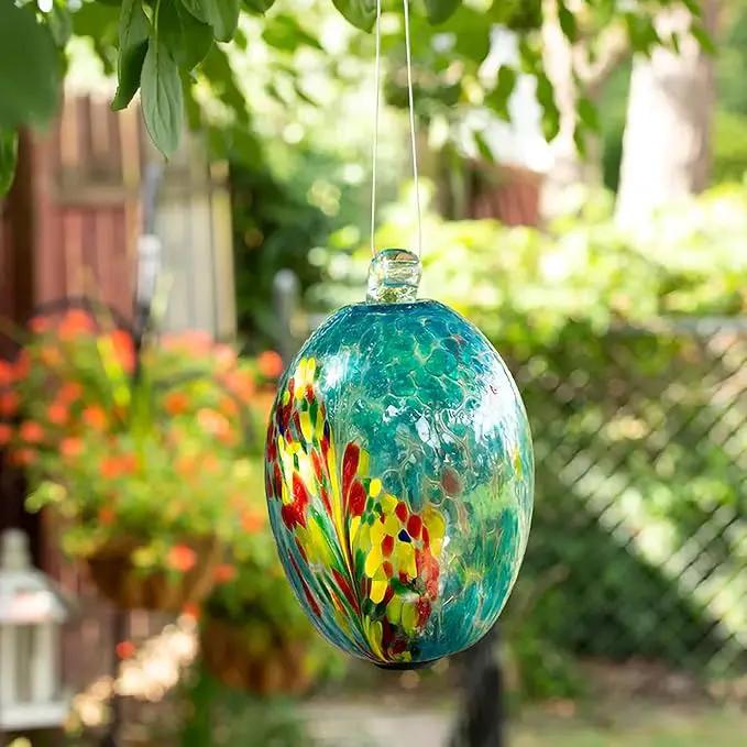 Echo Valley 4615 LED Solar Lanterns and Orbs, Luminous, Hand-Blown Art Glass, Blue by GreenHaven Gardens