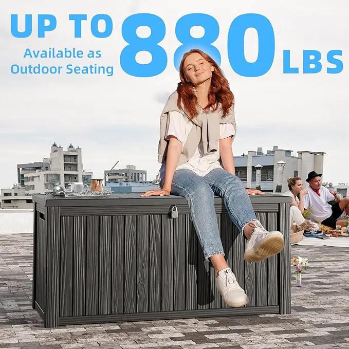 180 Gallon Deck Box,Resin Outdoor Storage Box with Lockable for Patio Furniture, Pool Accessories, Garden Tools Waterproof Outside Storage Box, Black by GreenHaven Gardens