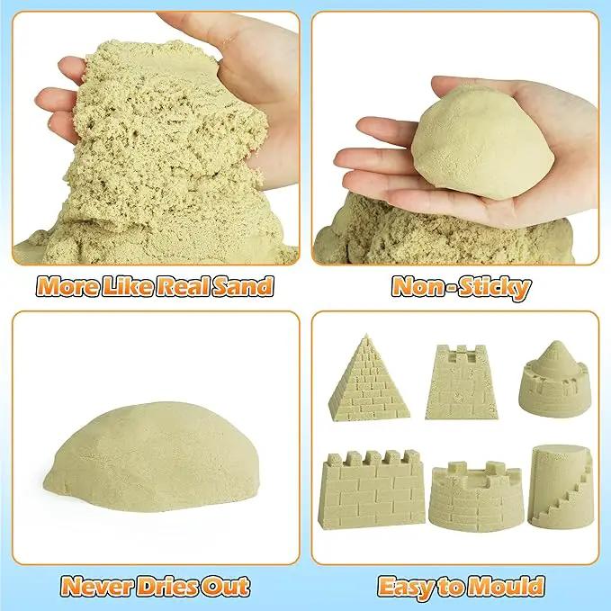Sand Construction Site Kit - 37 Pcs Play Sand Art Kit with 8 Construction Trucks, Folding Sandbox, 2.2 lbs Magic Sand, Crane, Worker, Road Signs, Molds, Shovel - Ideal Toys for Boys Girls Age 3+ by GreenHaven Gardens