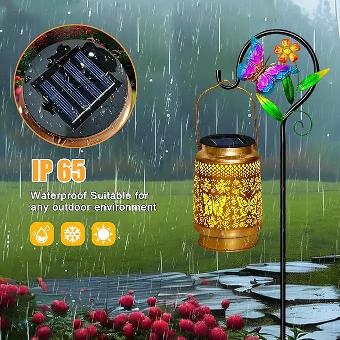 2 Pack Solar Lanterns Outdoor Waterproof,Butterfly Solar Lights Garden Decor Gifts for Mom Women Grandma Decoration Outside for Yard, Patio,Backyard,Porch by GreenHaven Gardens