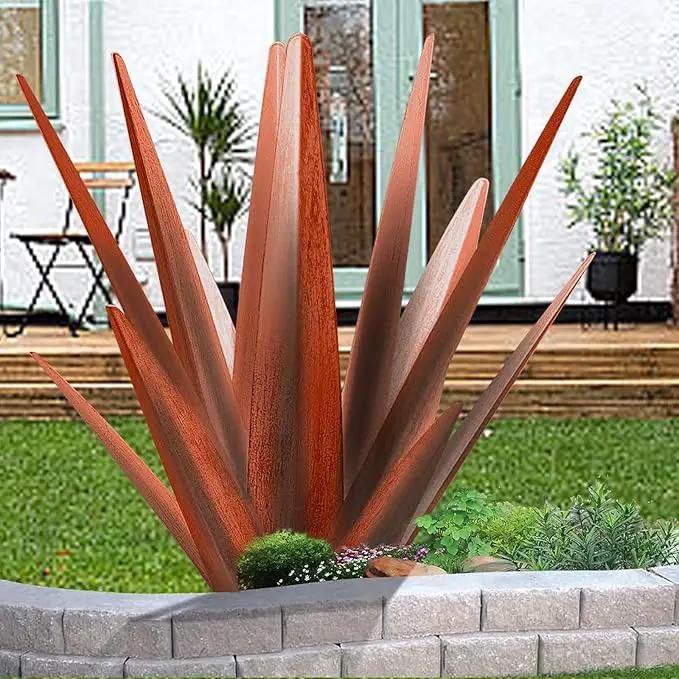 Enlarge Metal Plants Tequila Rustic Sculpture, Outdoor Patio Yard Home Decor Hand Painted Agave Garden Statue, Outdoor Lawn Ornaments Yard Stakes for Mom Gift (1 Big coppery) by GreenHaven Gardens