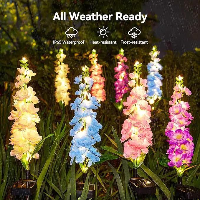 KOOPER Solar Lights Outdoor Garden Decor, 4 Pack Upgraded Delphinium Solar Garden Lights, 36 LEDs Garden Lights Solar Powered, Waterproof Solar Lights for Outside, Solar Flowers Lights for Yard Decor by GreenHaven Gardens