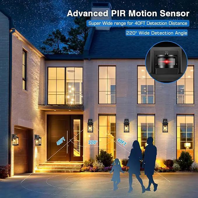 VIANIS Porch Lights Outdoor with Motion Sensor, Dusk to Dawn Outdoor Wall Lights Lantern, Anti-Rust Matte Black Outside Light Fixture Sconce for House, Patio, Garage, Waterproof by GreenHaven Gardens