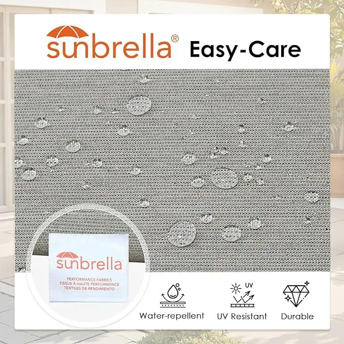 Outdoor Sunbrella Square Corner Seat Cushion, 18.5"x16"x3", Set of 4, Non Slip Outdoor Seat Cushion Pads with Removable Cover for Patio Furniture, Garden Yard Lawn, Specrtum Pebble by GreenHaven Gardens