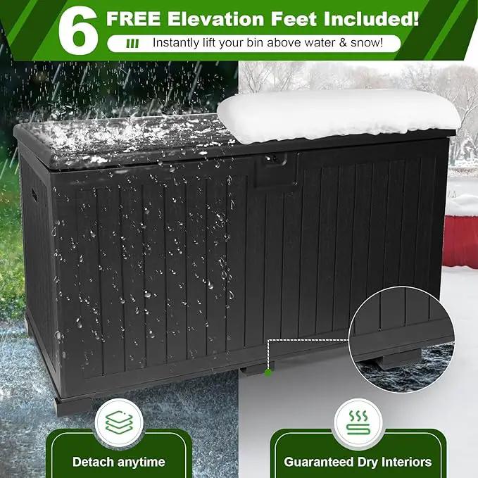 320 Gallon Outdoor Storage Box Waterproof, Extra Large Plastic Outside Deck Box Weatherproof, Resin Outdoor Cushion Storage Container with Lock and Lids for Cushion and Pool Equipment, Black by GreenHaven Gardens