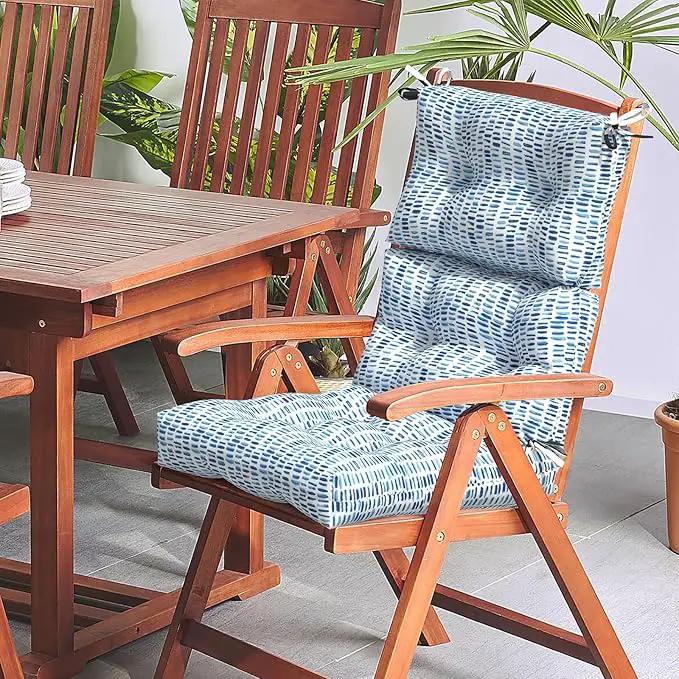 LVTXIII Outdoor High Back Chair Cushions, Seasonal Replacement Adirondack Chair Cushion with Ties, Patio Waterproof Seat Cushions for Home Garden Use (22” W x 20” D, Set of 2, Pebble Blue) by GreenHaven Gardens