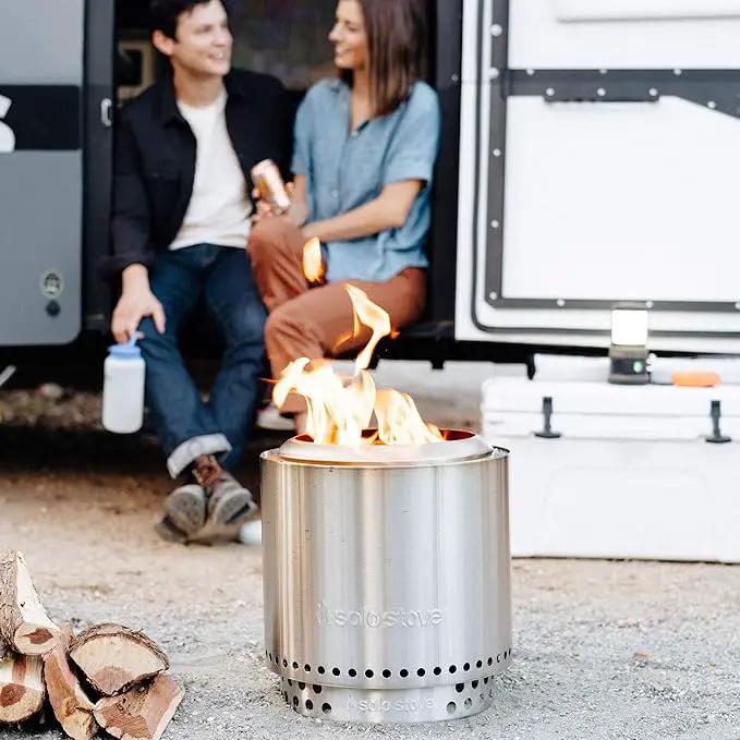 Solo Stove Ranger Essential Bundle | Ideal for 2–4 People | Smokeless Wood Burning Fire Pit with Stand, Lid & Ash Pan | Portable Outdoor Camping Stove, Stainless Steel, 15.25" H x 15" D by GreenHaven Gardens