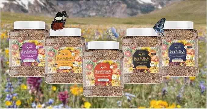 Bulk Wildflower Seed Mix – Honey Bee Wildflower Seed Mix 1 Pound Tub by GevaGrow | Bulk 300,000+ Seed Tub | 19 Variety Flower Seeds for Planting in Pots & Outdoor Gardens | No Messy Bags or Packets | by GreenHaven Gardens