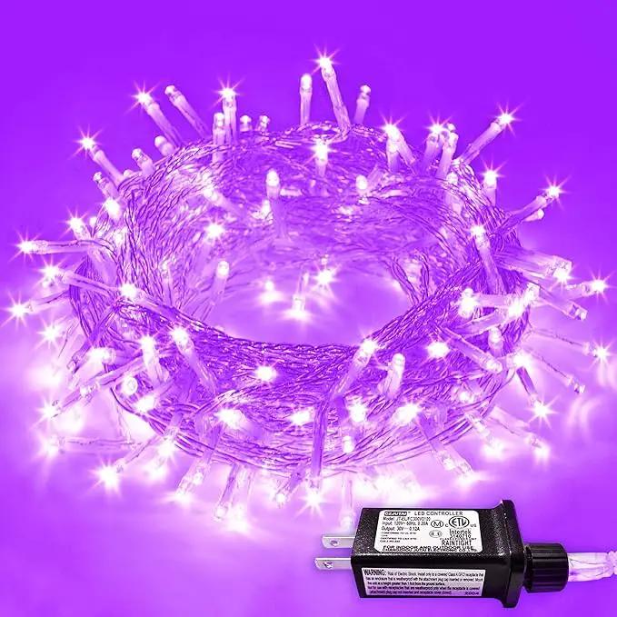 JMEXSUSS Purple Christmas Lights Indoor Outdoor Clear Wire, 66ft 200 LED Purple Lights for Christmas Tree, 8 Modes Purple String Lights Plug in for Christmas Bedroom Garden Party Xmas Decorations by GreenHaven Gardens