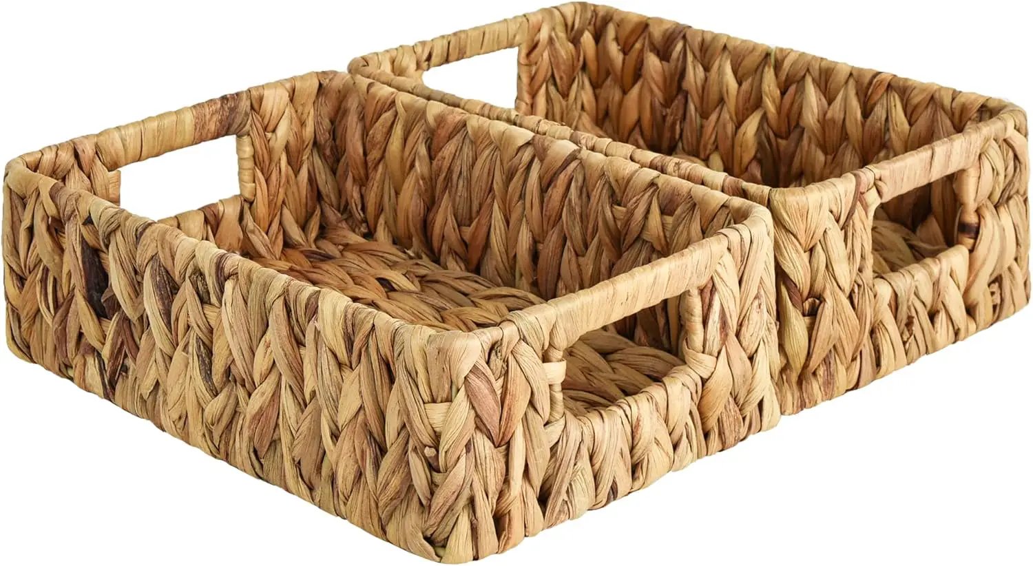 StorageWorks Water Hyacinth Baskets, Small Wicker Baskets for Organizing in Kitchen and Bathroom, 2-Pack by GreenHaven Gardens