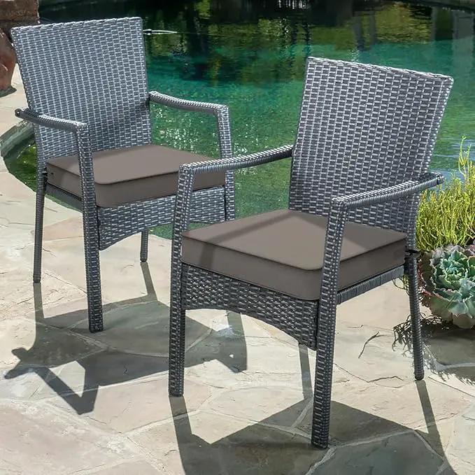 LVTXIII Patio Chair Cushions 19"x19"x3", Water-Repellent Outdoor Seat Cushions for Patio Furniture, Square Chair Pads with Ties for Home Garden Decoration, Set of 2, Dark Grey by GreenHaven Gardens