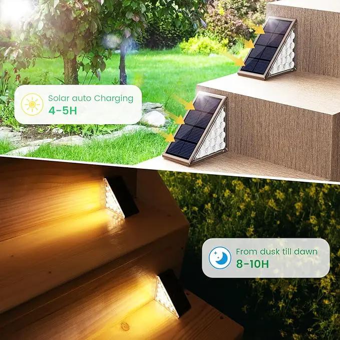 Solar Step Lights for Outside,12pack Solar Stair Lights Outdoor Waterproof IP67,Outdoor Deck Step Lights,Solar Outdoor Lights for Staircase,Patio,Front Step(Warm Brown) by GreenHaven Gardens