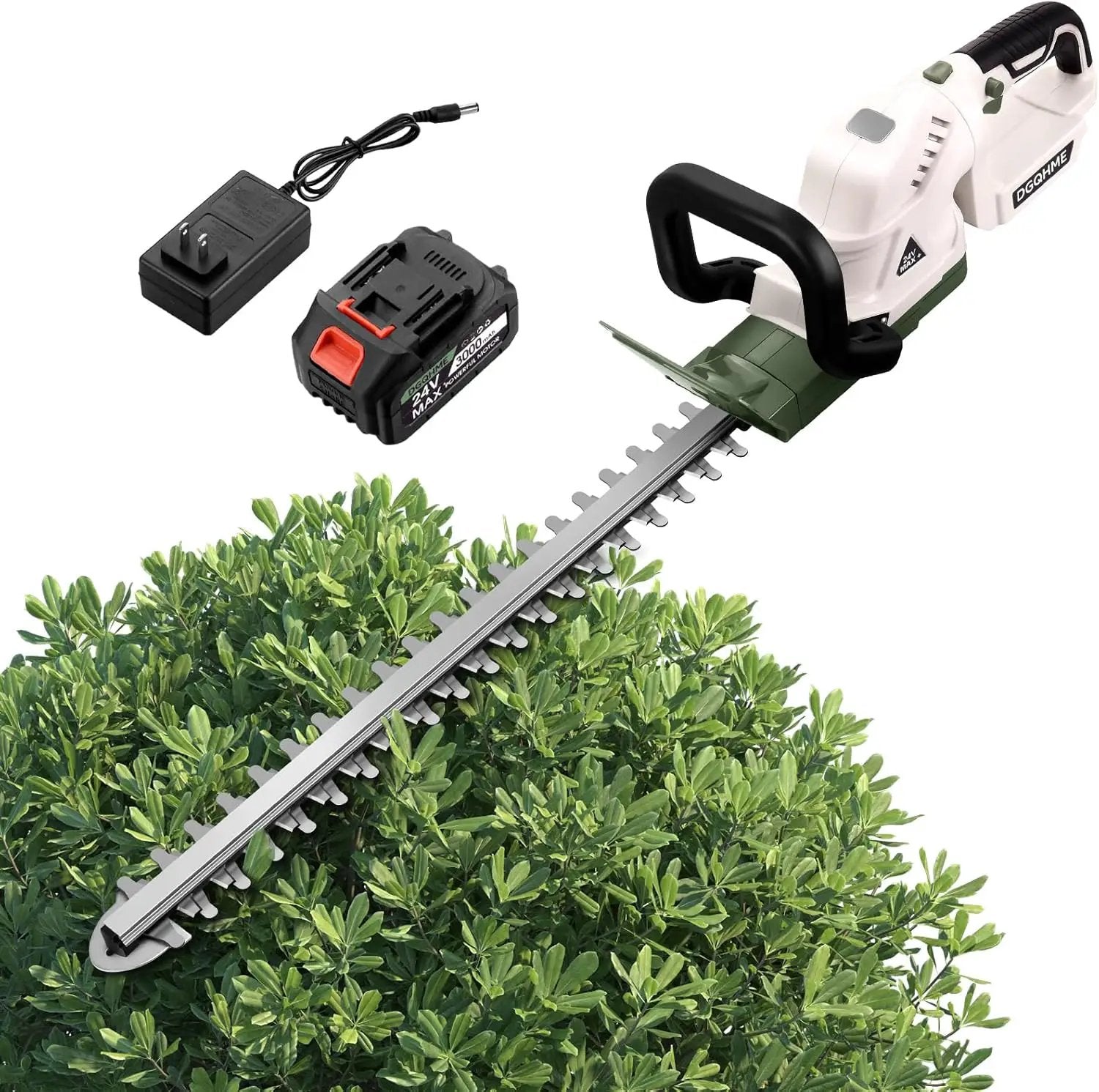 20" Hedge Trimmer Cordless with Battery,Electric Bush Trimmer,Lightweight Hedge Trimmers,3000RPM 180°Rotatable Head,3/4''Blade Gap Cordless Hedge Trimmer by GreenHaven Gardens