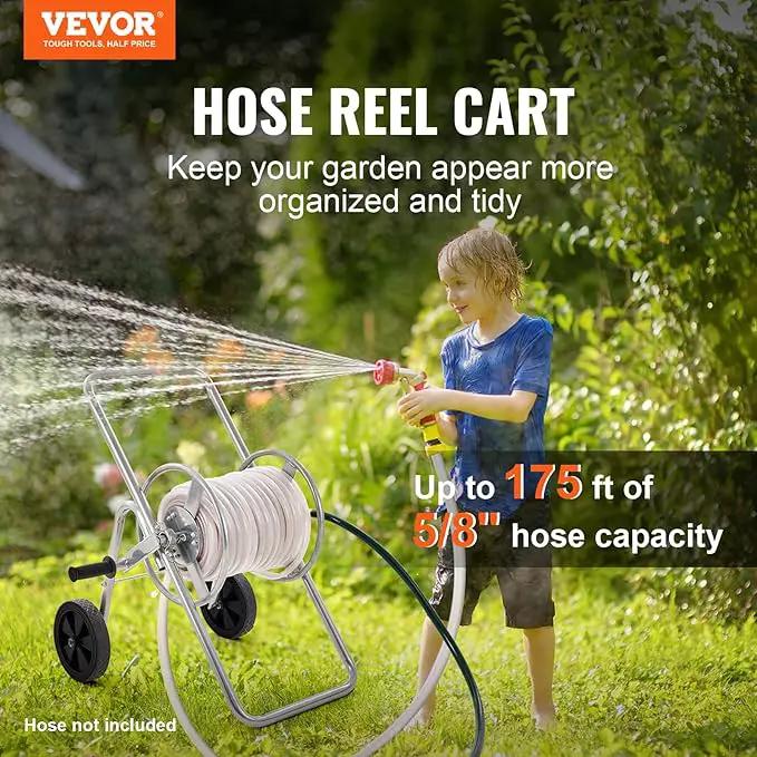 VEVOR Hose Reel Cart, Hold Up to 175 ft of 5/8’’ Hose (Hose Not Included), Garden Water Hose Carts Mobile Tools with Wheels, Heavy Duty Powder-coated Steel Outdoor Planting for Garden, Yard, Lawn by GreenHaven Gardens