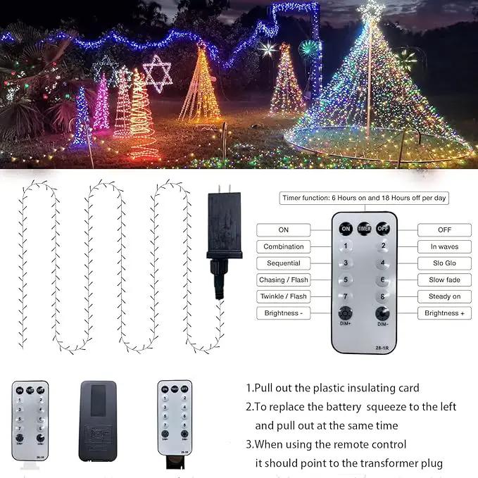 Outdoor String Lights, 1000 LED 328Ft Christmas Light with Remote, 8 Lighting Modes, Powered Plug for Wedding Party Garden Tree Yard Indoor Decorations by GreenHaven Gardens