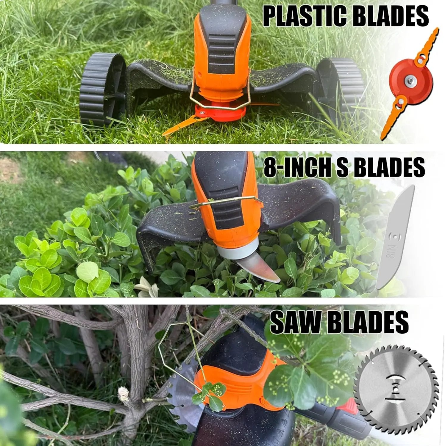 Electric Weed Wacker Cordless Battery Powered Eater,21V/4.0Ah Lightweight No-String Weed Trimmer with 2 Battery Operated& Wheels,3 in 1 Stringless Grass Trimmer/Edger/Brush Cutter for Garden Yard Lawn by GreenHaven Gardens