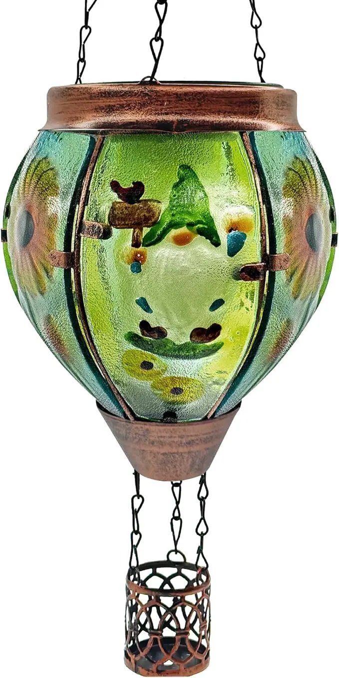 Solar Hot Air Balloon Lantern with Flame, Solar Hot Air Balloon Waterproof Lantern for Garden Farmhouse Decoration (GardenGnome) by GreenHaven Gardens