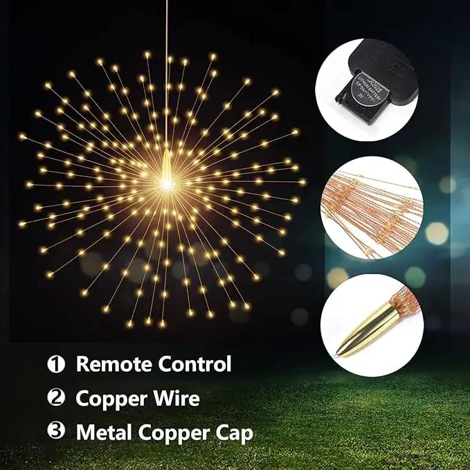 200 LED Starburst Sphere Lights,Firework Lights Battery Powered, Tent Chandelier Remote Control, Waterproof Hanging Lights for Gardens Courtyards Porches Christmas Party Home Decor（Warm White） by GreenHaven Gardens