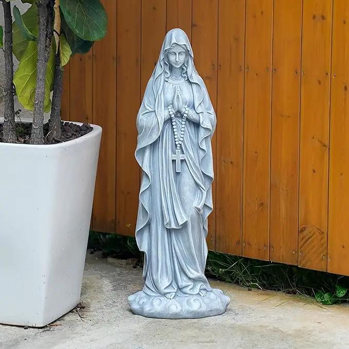 Virgin Mary Praying Statue 31.49 Inch Tall Outdoor Garden Religious Garden Statue Mary Statue Outdoor Yard Patio Deck Home Entryway Hallway Sculpture Magnesium Oxide Stone by GreenHaven Gardens