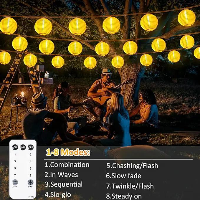 OMIKA Lantern String Lights Plug in- 40ft 40LED 2700K Warm White Mini Lantern Lights Waterproof, Hanging Hemp Rope String Lights Indoor Outdoor with Remote, Timer for Porch Fence Balcony Party Trees by GreenHaven Gardens