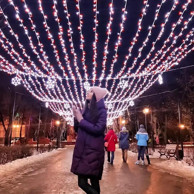 500 LED Christmas String Lights - 165ft Outdoor Waterproof Twinkle Fairy Lights, 8 Modes Plug-in With Timer Memory for Indoor Outside Bedroom Home Party Decoration, Red & White