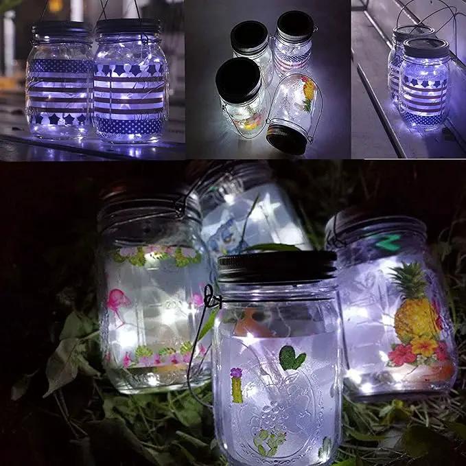 ANGMLN Upgraded Solar Mason Jar Lid Lights, 10 Pack 30 LED Fairy Star Firefly String Lids Lights Including (10 pcs Hangers),for Wedding Patio Garden Party Decorations (No Jars) by GreenHaven Gardens