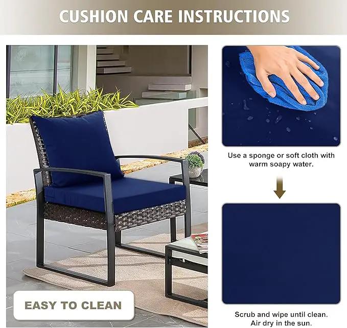 Outdoor Chair Cushions, Waterproof Outdoor Cushions for Patio Furniture w/Fade-Resistant, Removable & Machine-Washable Covers, 19x19 Inch, Ideal for Seat in Gardens/Porch – Set of 2, Navy Blue by GreenHaven Gardens